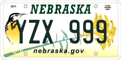 NE license plate YZX999