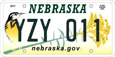 NE license plate YZY011
