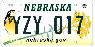 NE license plate YZY017