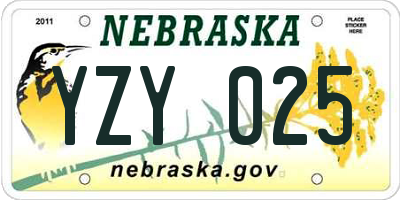 NE license plate YZY025