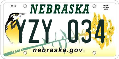 NE license plate YZY034