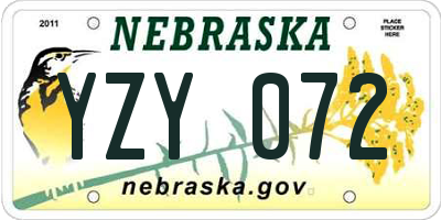 NE license plate YZY072