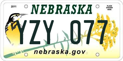 NE license plate YZY077