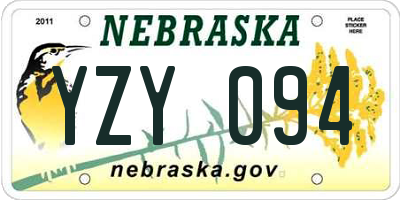 NE license plate YZY094