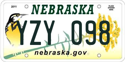 NE license plate YZY098