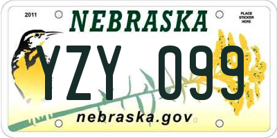 NE license plate YZY099