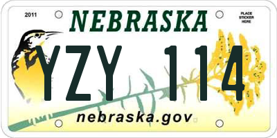 NE license plate YZY114