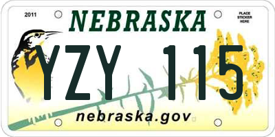NE license plate YZY115