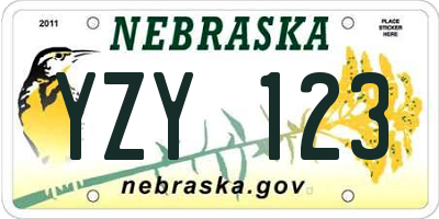 NE license plate YZY123