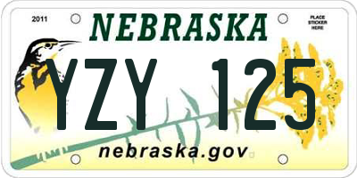 NE license plate YZY125