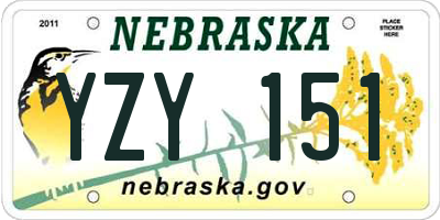 NE license plate YZY151