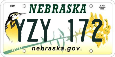 NE license plate YZY172