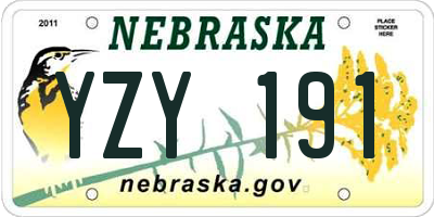 NE license plate YZY191