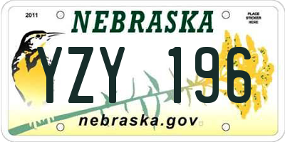 NE license plate YZY196