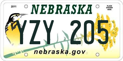 NE license plate YZY205