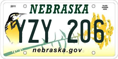 NE license plate YZY206