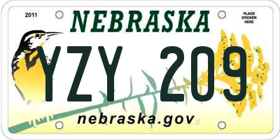 NE license plate YZY209