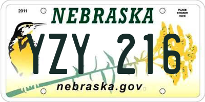 NE license plate YZY216