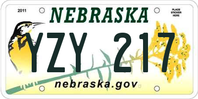 NE license plate YZY217