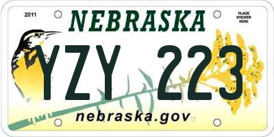 NE license plate YZY223