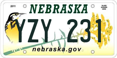NE license plate YZY231
