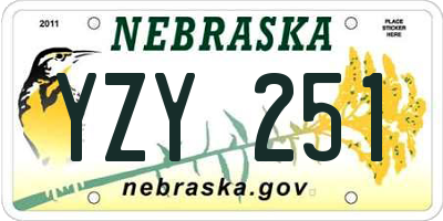 NE license plate YZY251