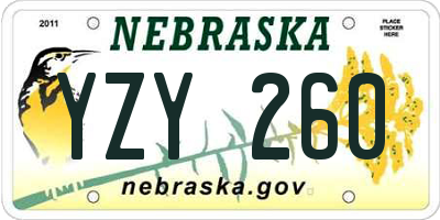 NE license plate YZY260