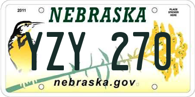 NE license plate YZY270