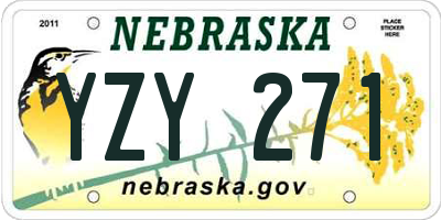 NE license plate YZY271