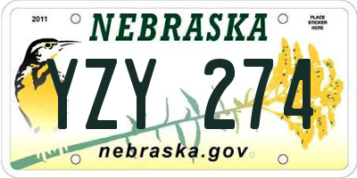 NE license plate YZY274