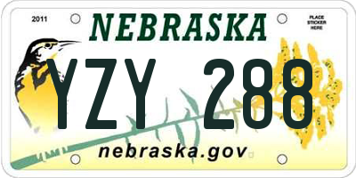 NE license plate YZY288