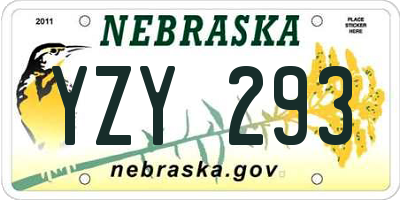 NE license plate YZY293