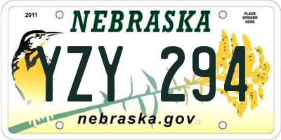 NE license plate YZY294