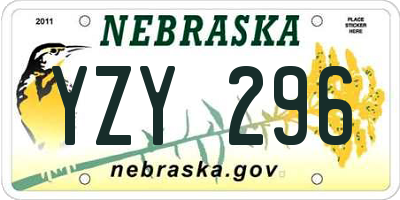 NE license plate YZY296