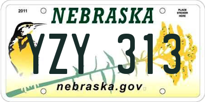 NE license plate YZY313
