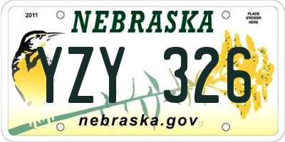 NE license plate YZY326