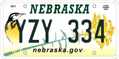 NE license plate YZY334