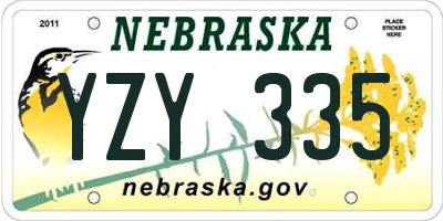 NE license plate YZY335