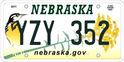 NE license plate YZY352