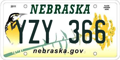 NE license plate YZY366