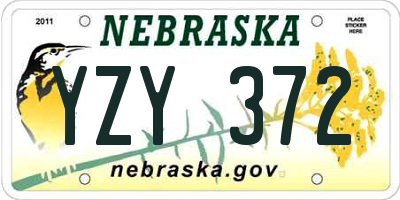 NE license plate YZY372