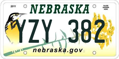 NE license plate YZY382