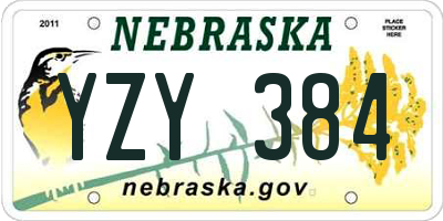 NE license plate YZY384