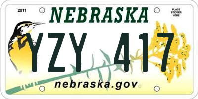 NE license plate YZY417