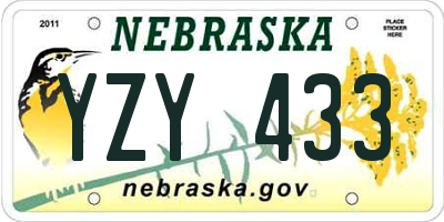 NE license plate YZY433