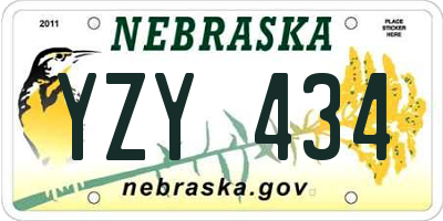 NE license plate YZY434