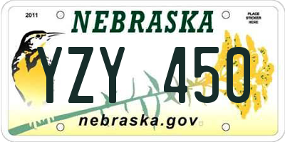NE license plate YZY450