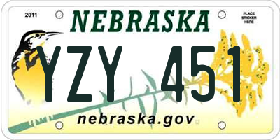 NE license plate YZY451