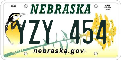 NE license plate YZY454