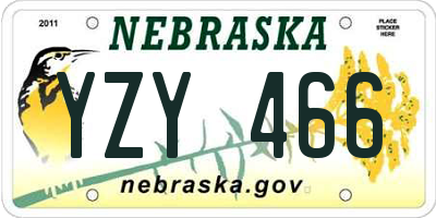 NE license plate YZY466